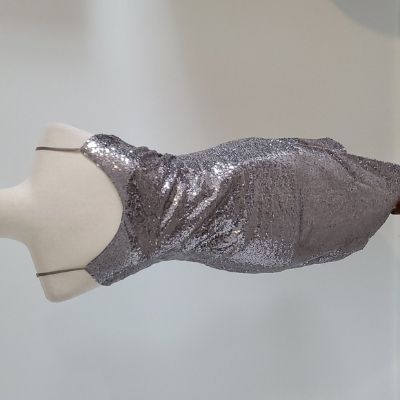 Lulus Disco nights silver sequin mini dress size M adjustable straps like new - Picture 5 of 11